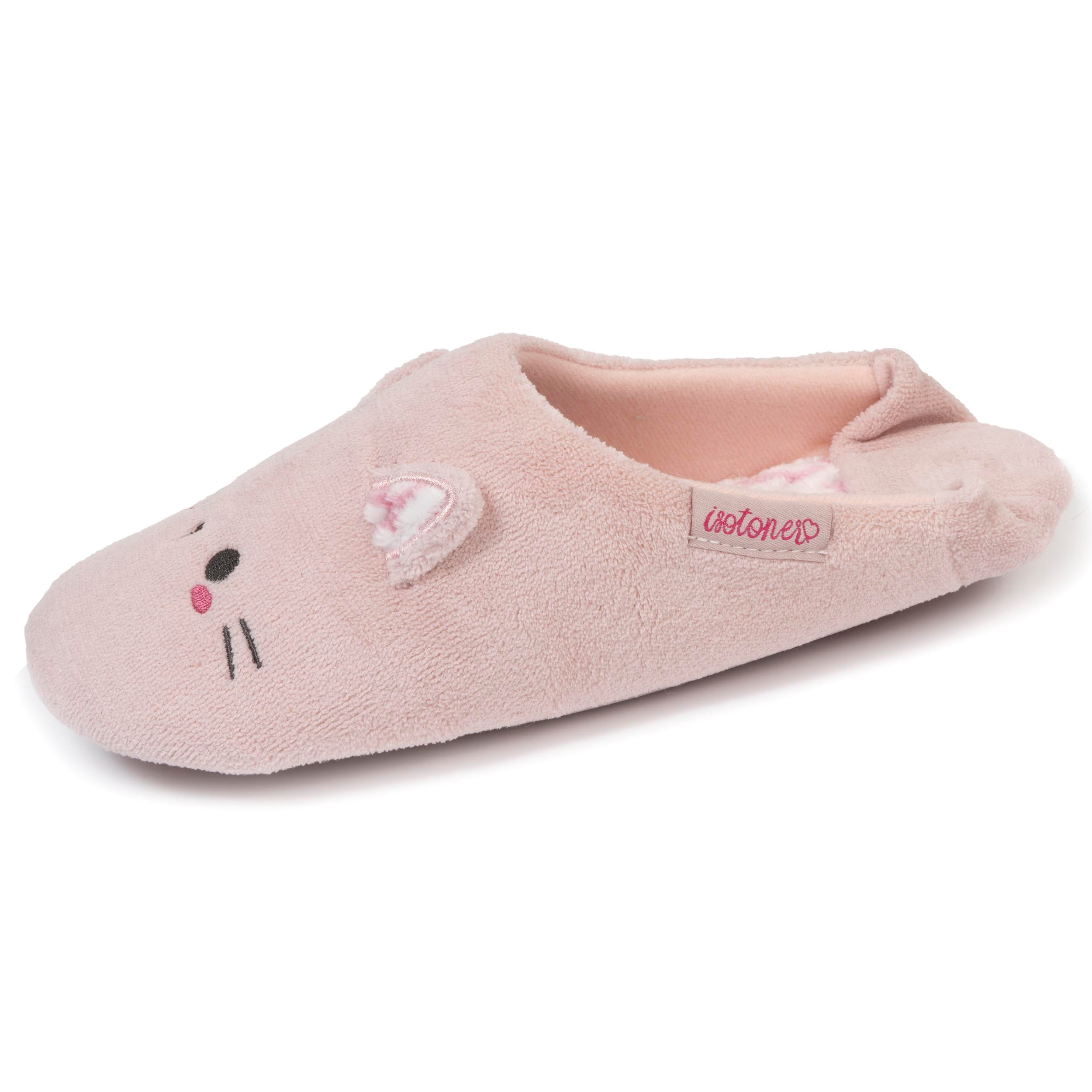 Chaussons babouches Femme 3D micro-éponge Rose Isotoner