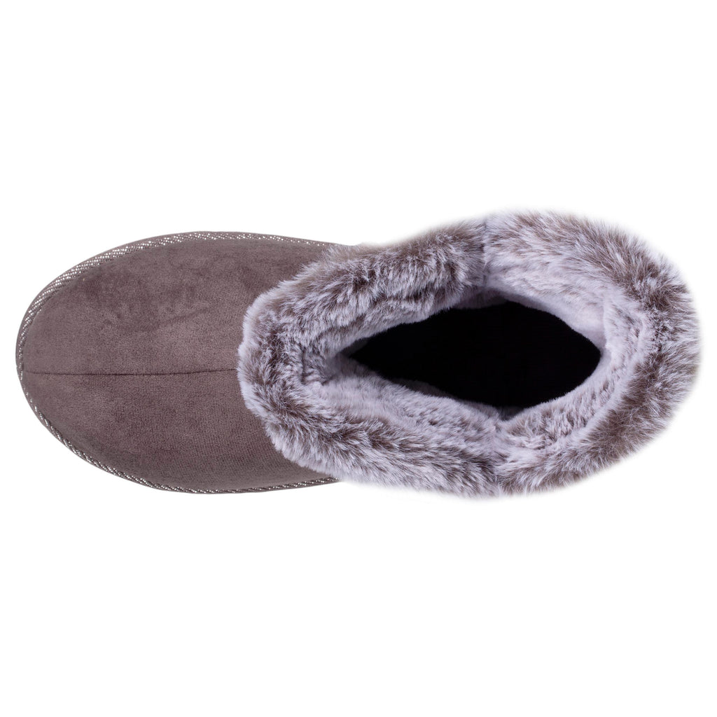 Chaussons Isotoner, chaussons confortables femme imprimé pois gris