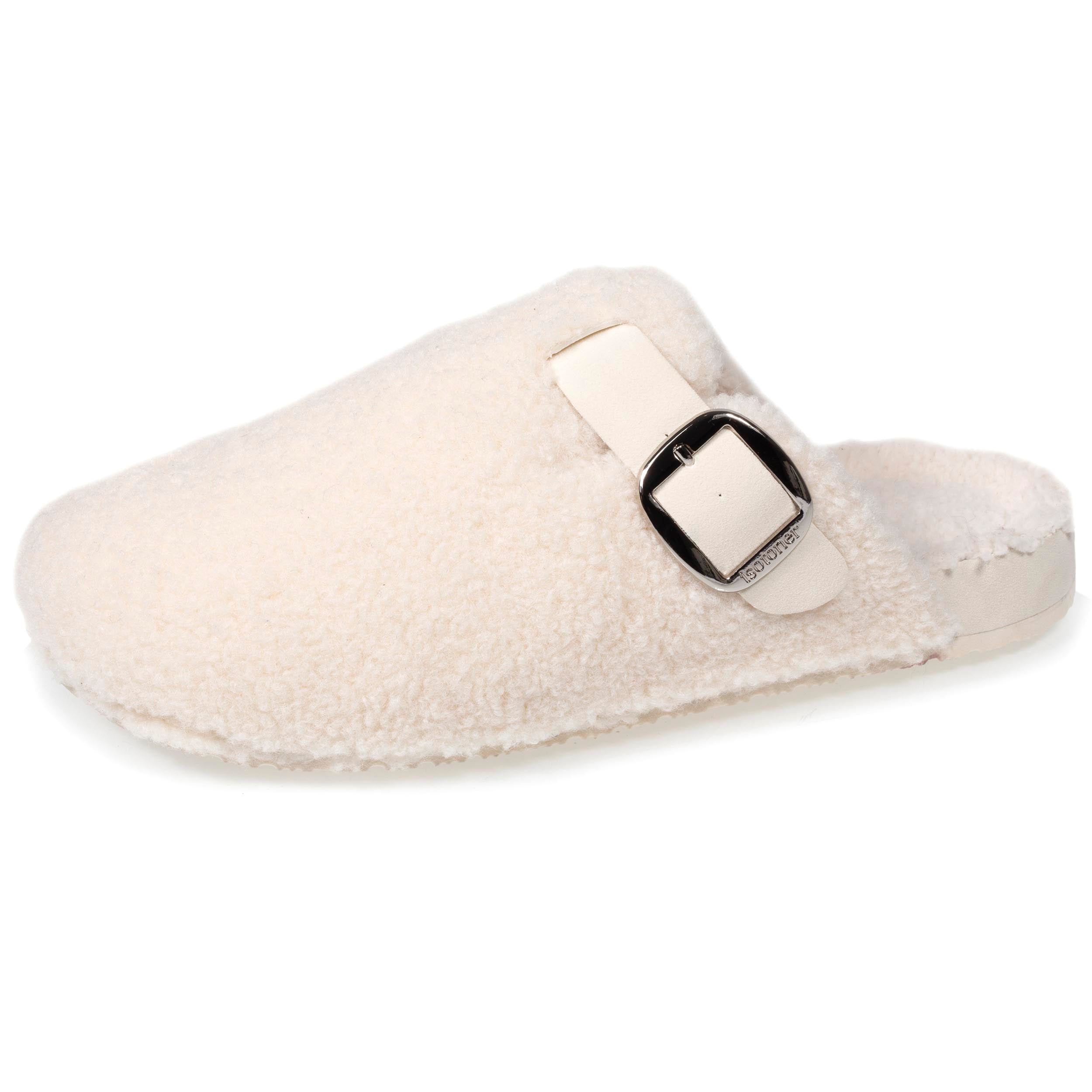 Chaussons mules Femme Sherpa Ivoire Isotoner