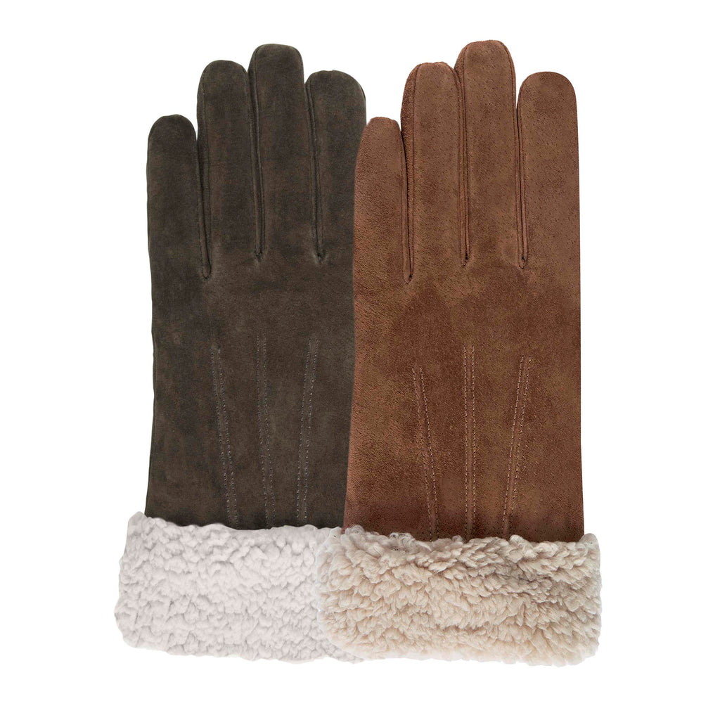 Gants Femme cuir velours fourrés Cognac