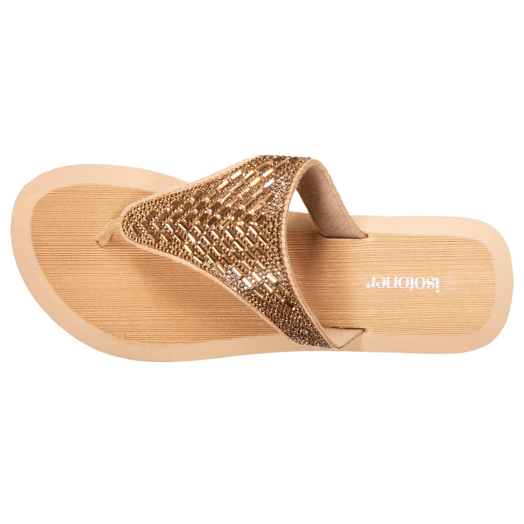 Tongs Femme strass talon Beige
