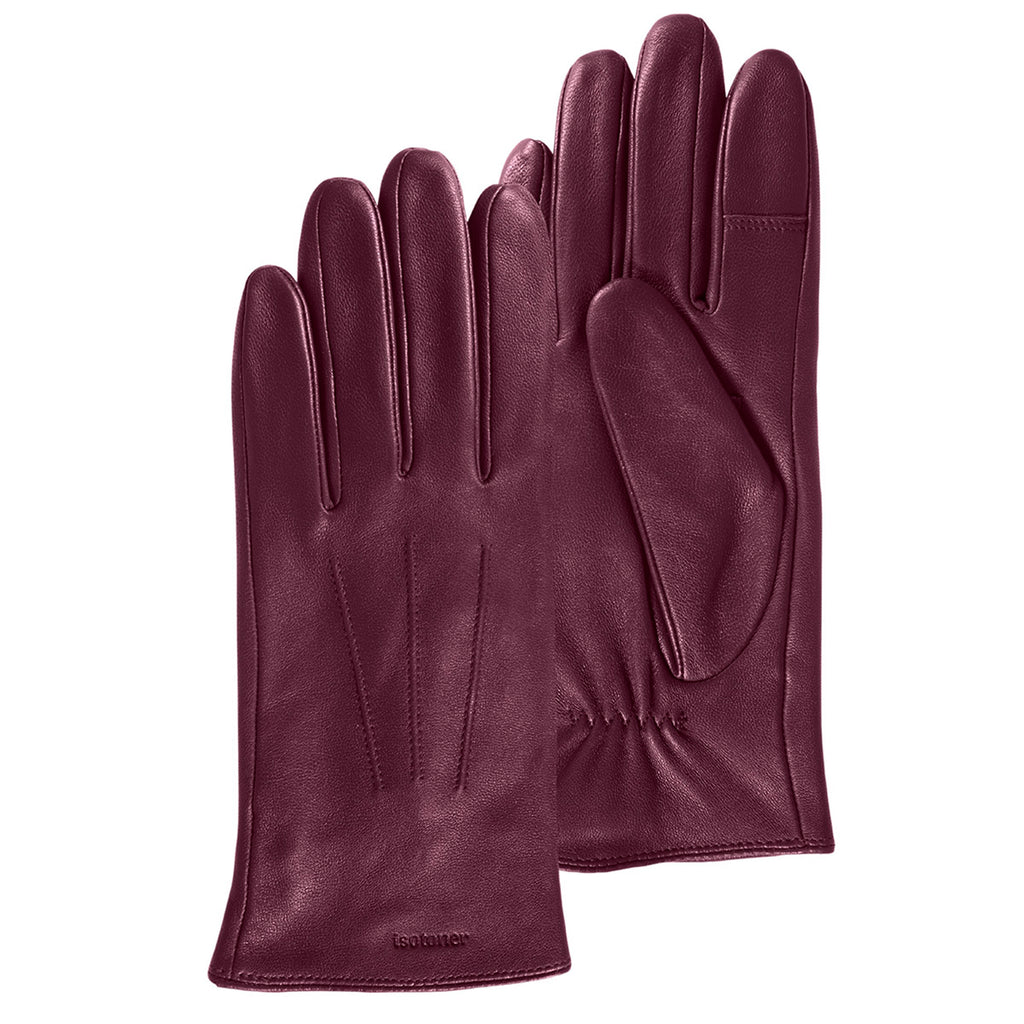 Gants Femme tactiles cuir Bordeaux Isotoner