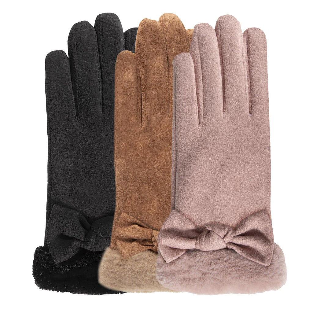 Gants Femme Hiver Chaud Tactile Épaissie Young Styles Écran Conduite  Bowknot Couleur Unie En Plein Air Mittens Moufles Color