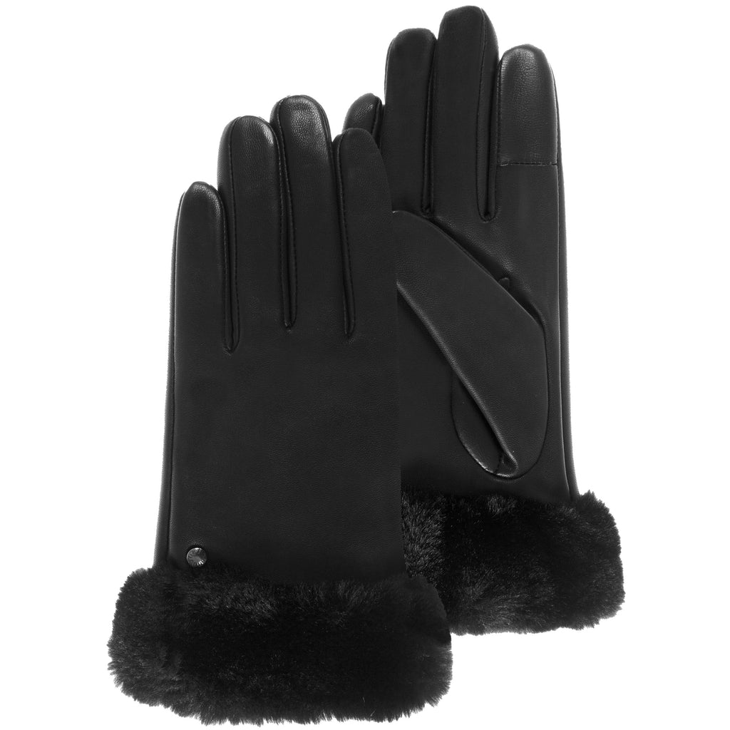 Gants Femme cuir bord fourrure Noir –