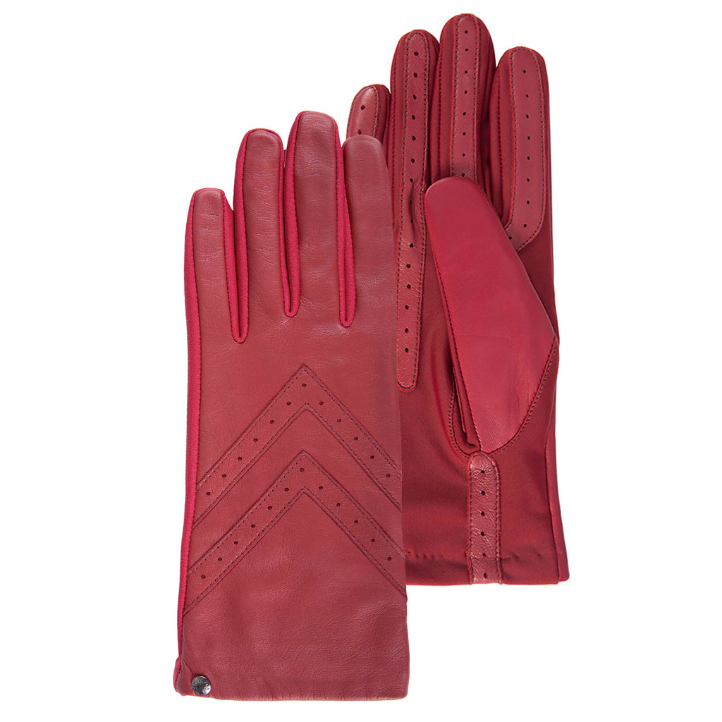 Gants Femme tactiles cuir et tissu Rouge