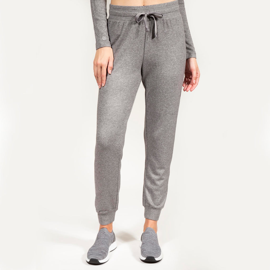 Femme Plus - Jogging slim gris chiné en coton R.E.E.L. Sadaqatf