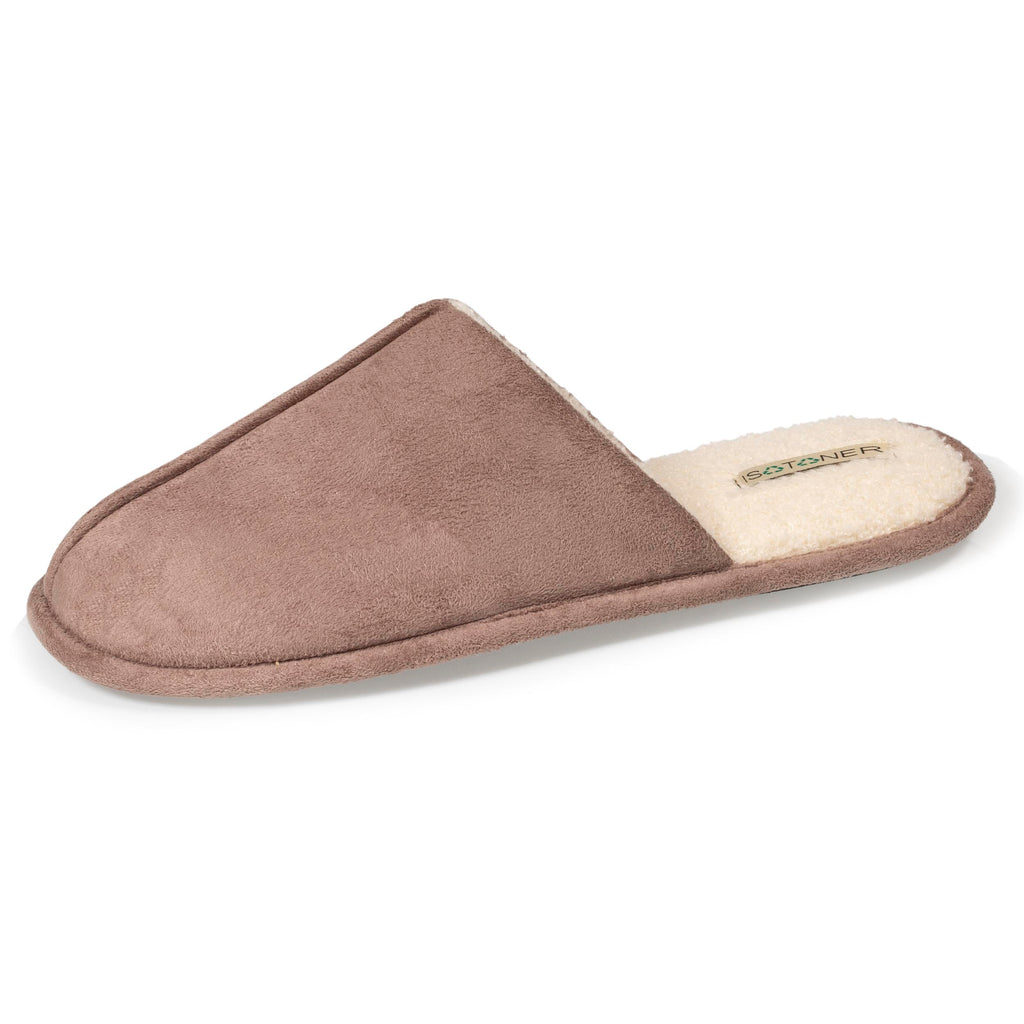 Chaussons mules plates Homme Taupe recyclees Isotoner