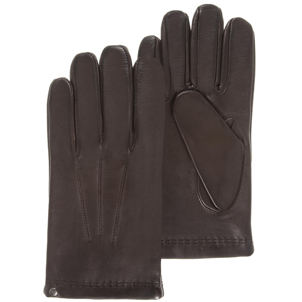 Gants Homme cuir/cachemire et soie Marron