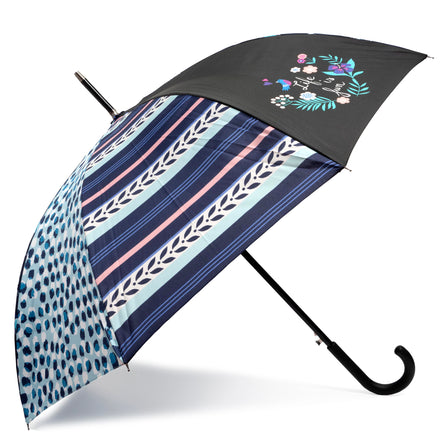 Parapluie Canne upcyclé Patchwork Rayure - Isotoner
