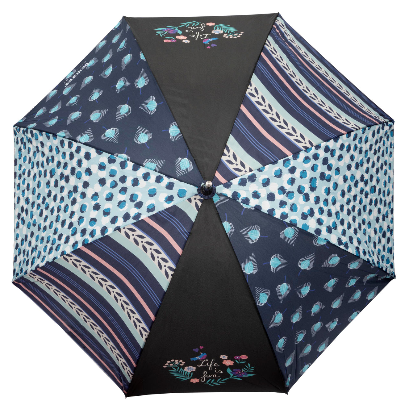 Parapluie Canne upcyclé Patchwork Rayure