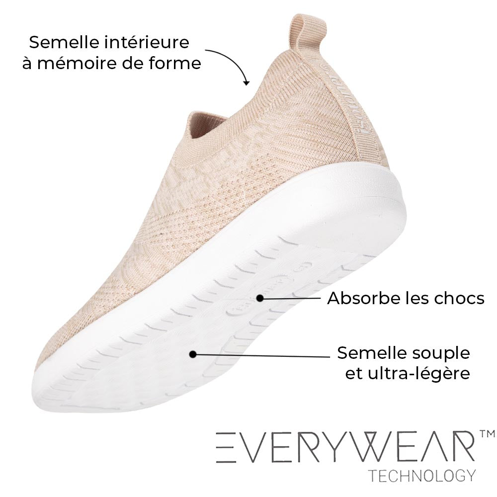 Baskets Confort Femme Slip-on à bandes Gris Isotoner - Main Image