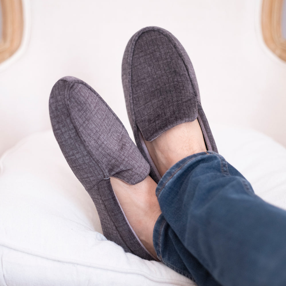 Chaussons mocassins Homme semelle souple Gris - Isotoner