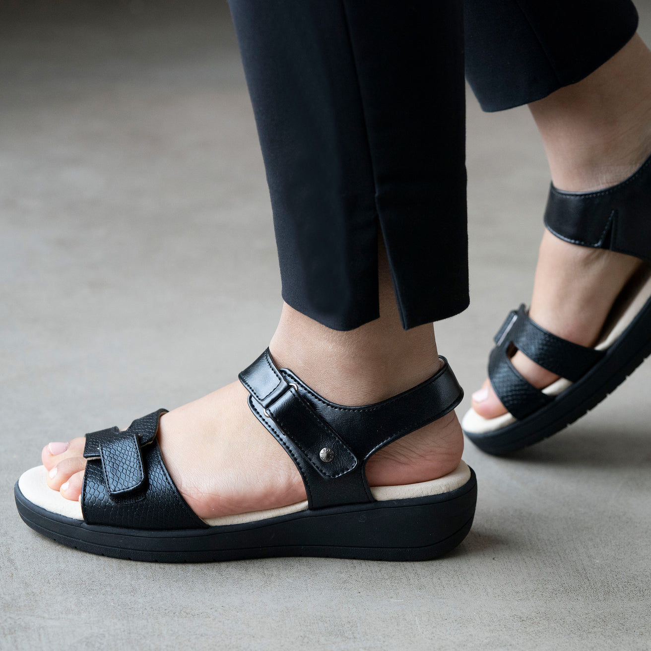 Sandales Femme CONFORT PLUS textile Noir