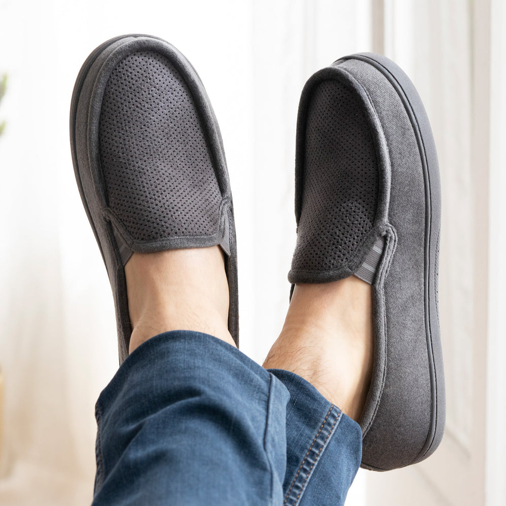 Chaussons mocassins Homme velours Gris - Isotoner
