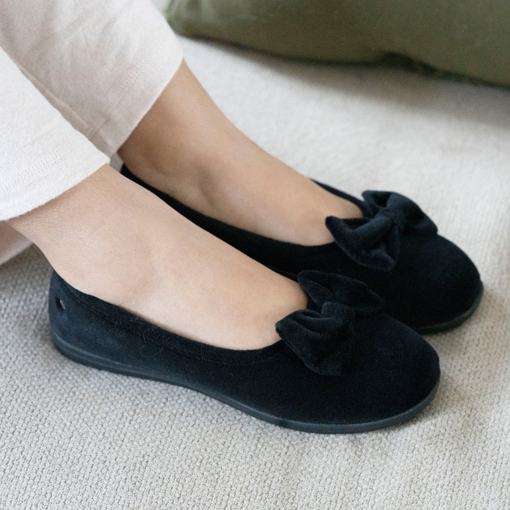Chaussons ballerines Femme Nœud semelle confort Noir - Isotoner