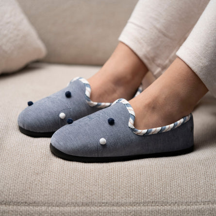 Chaussons slippers Femme Bleu denim - Isotoner