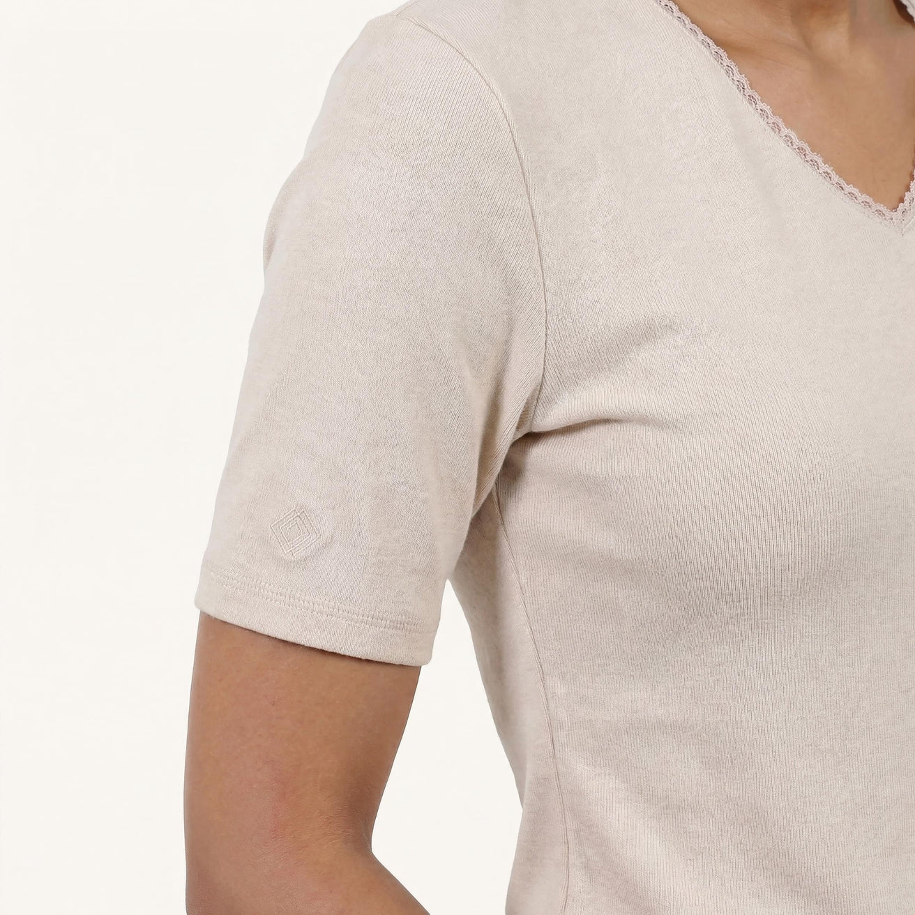 T-shirt à manches courtes Femme Beige
