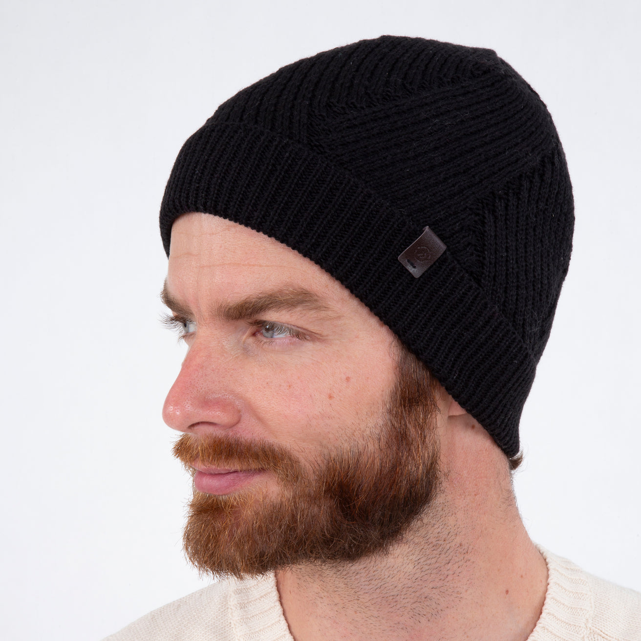 Bonnet Homme Maille Côtelée Noir