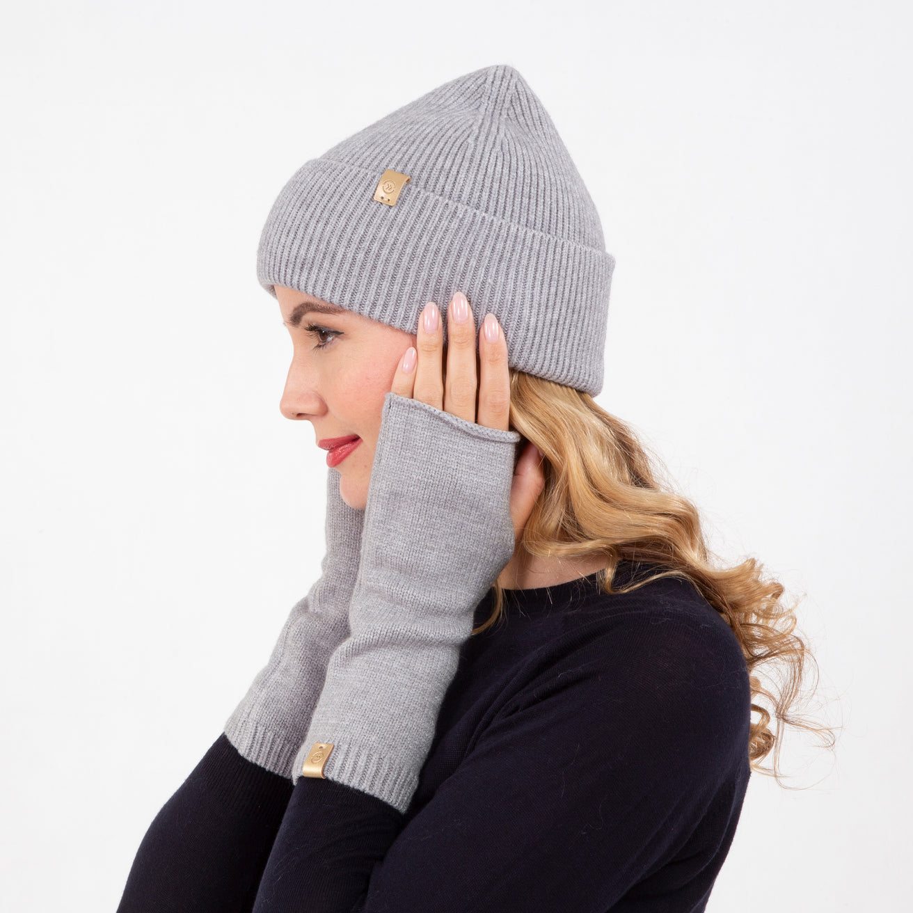 Mitaines Femme Maille longues Gris