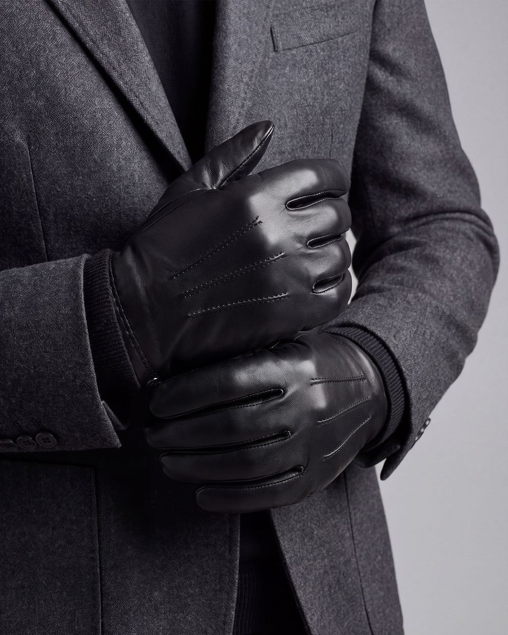 Gants Homme cuir/cachemire et soie Noir - Isotoner