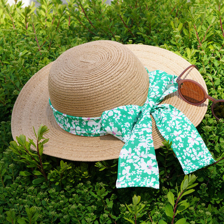 Chapeau Femme capeline Foulard fleurs vertes - Isotoner