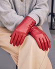 Gants Femme cuir 3 boutons Rouge
