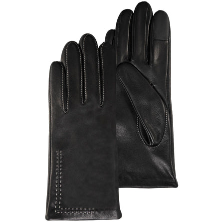 Gants Femme cuir d'agneau Noir surpiqûres - Isotoner