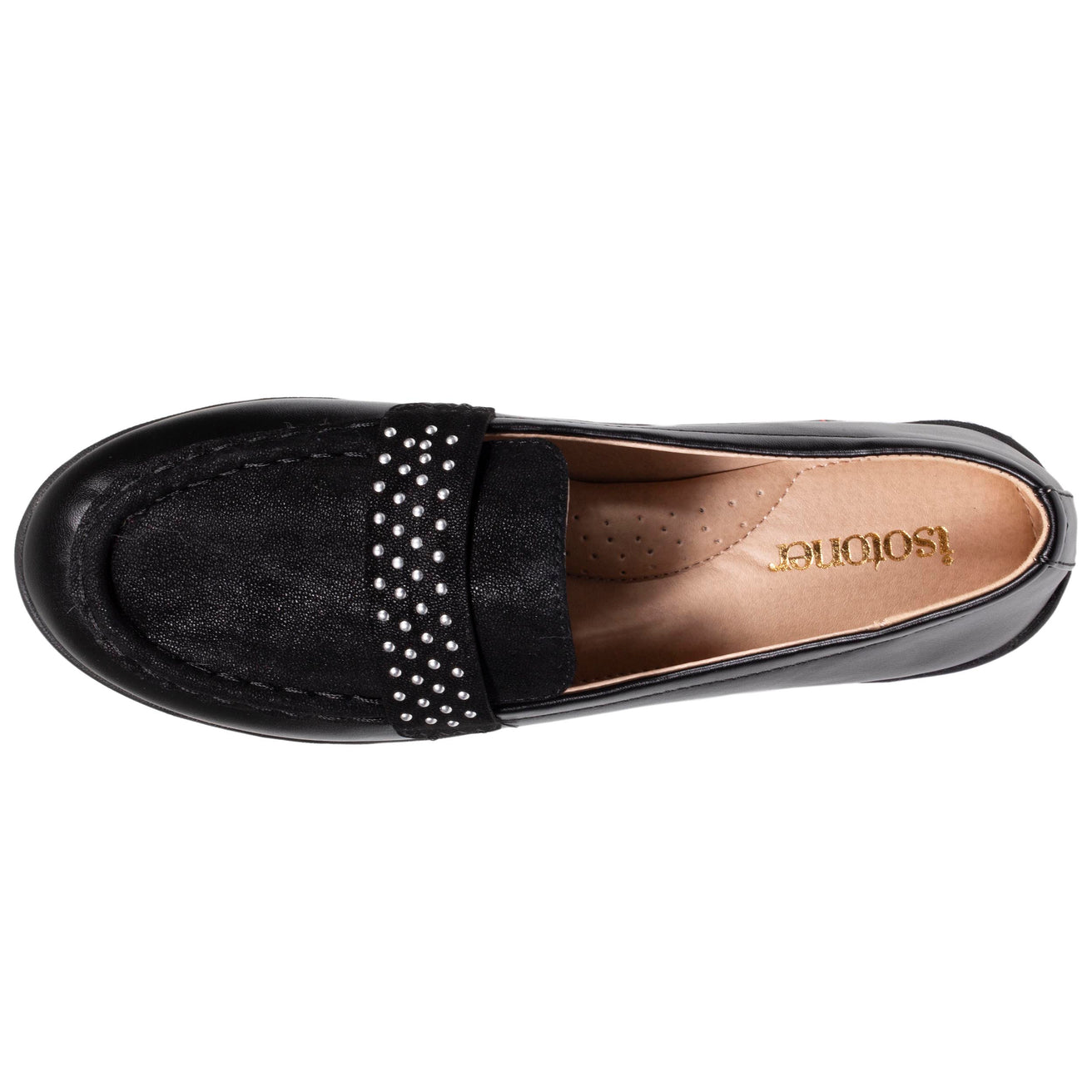 Mocassins cloutés Femme bi matière Noir