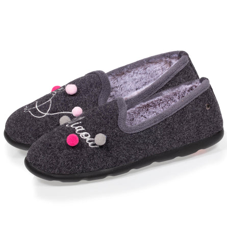 Chaussons charentaises Femme Gris chiné fantaisie - Isotoner