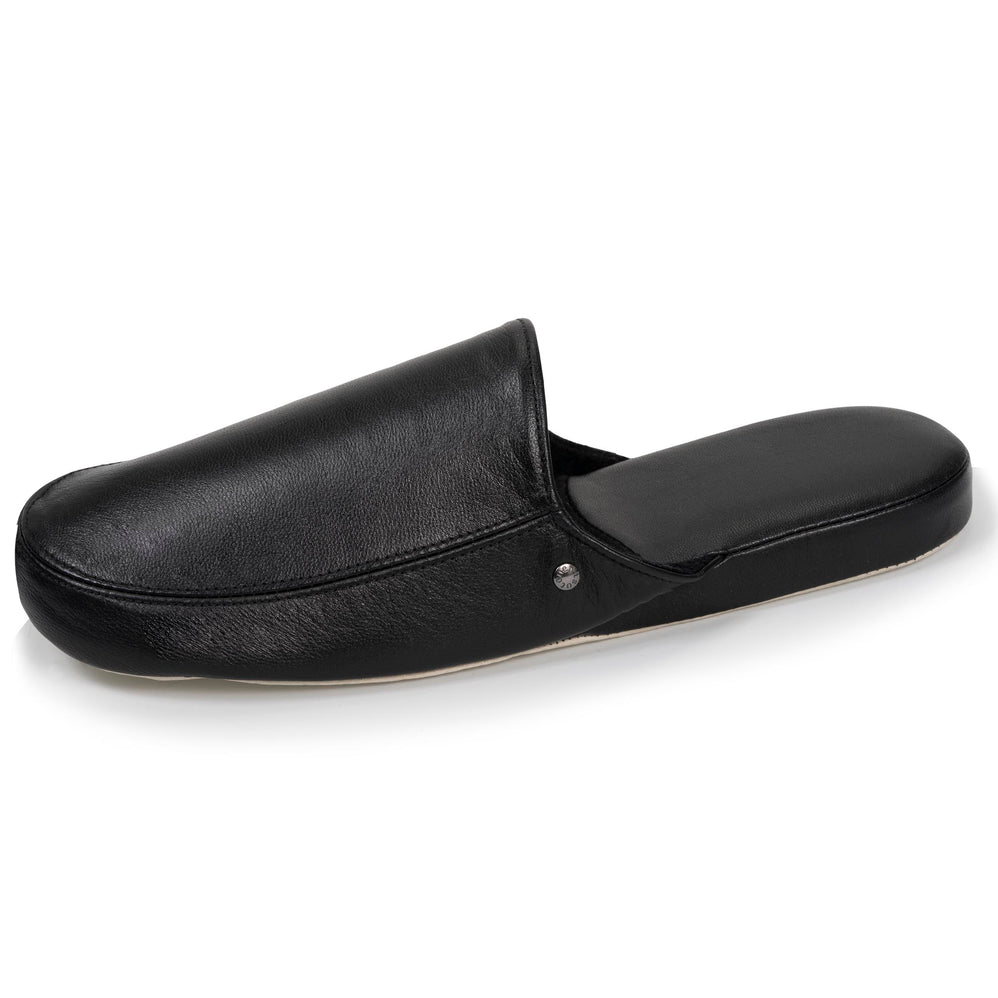 Chausson mules cuir Homme Noir - Isotoner