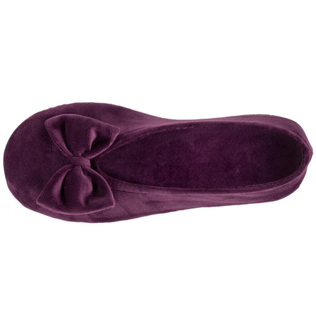 Chaussons ballerines Femme Nœud Aubergine - Isotoner