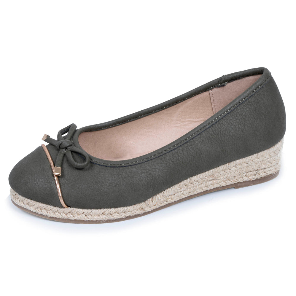 Ballerines Femme corde talon compensé Kaki - Isotoner