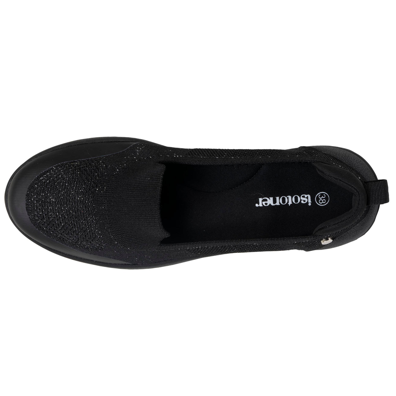 Ballerines Femme slip on confort Noir Lurex