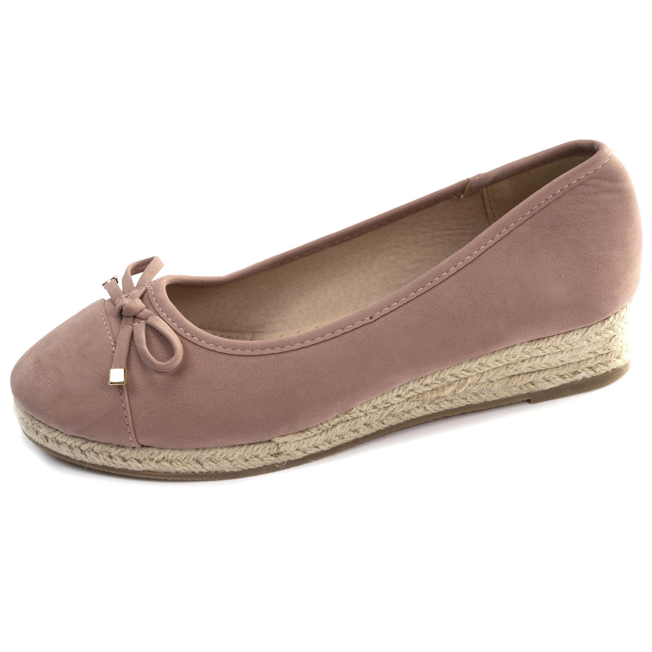 Ballerines Femme corde talon compensé Rose poudré Isotoner