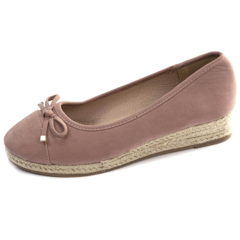 Ballerines Femme corde compensé Rose poudré - Isotoner