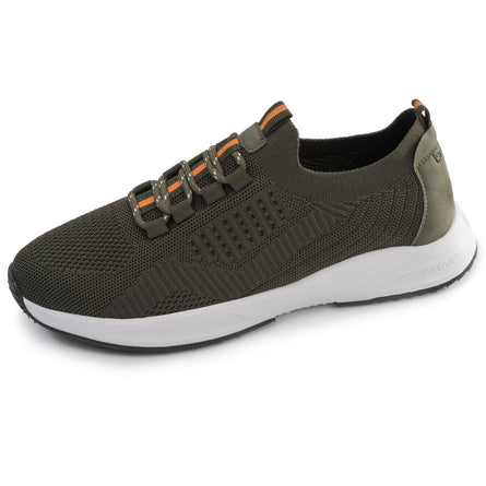 Baskets Confort Homme slip-on lacets Kaki - Isotoner