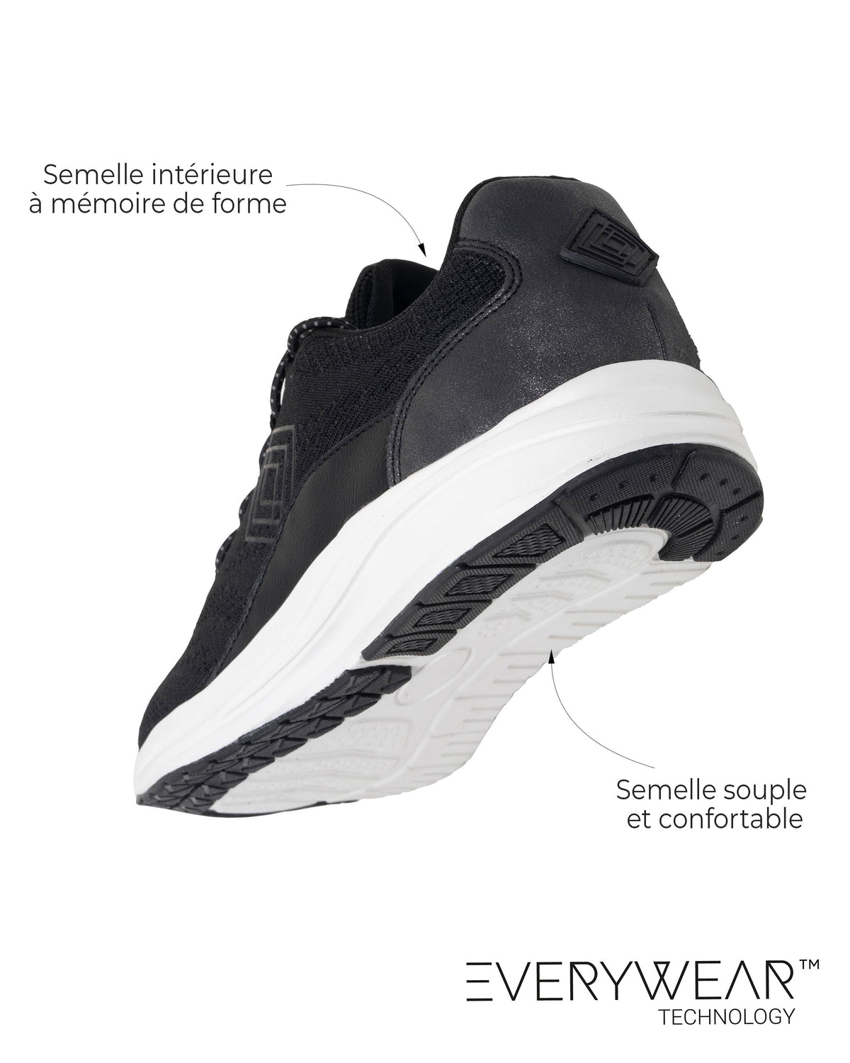 Baskets Femme Confort lacets Noir