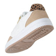 Baskets Femme détail zip Blanc/Léopard