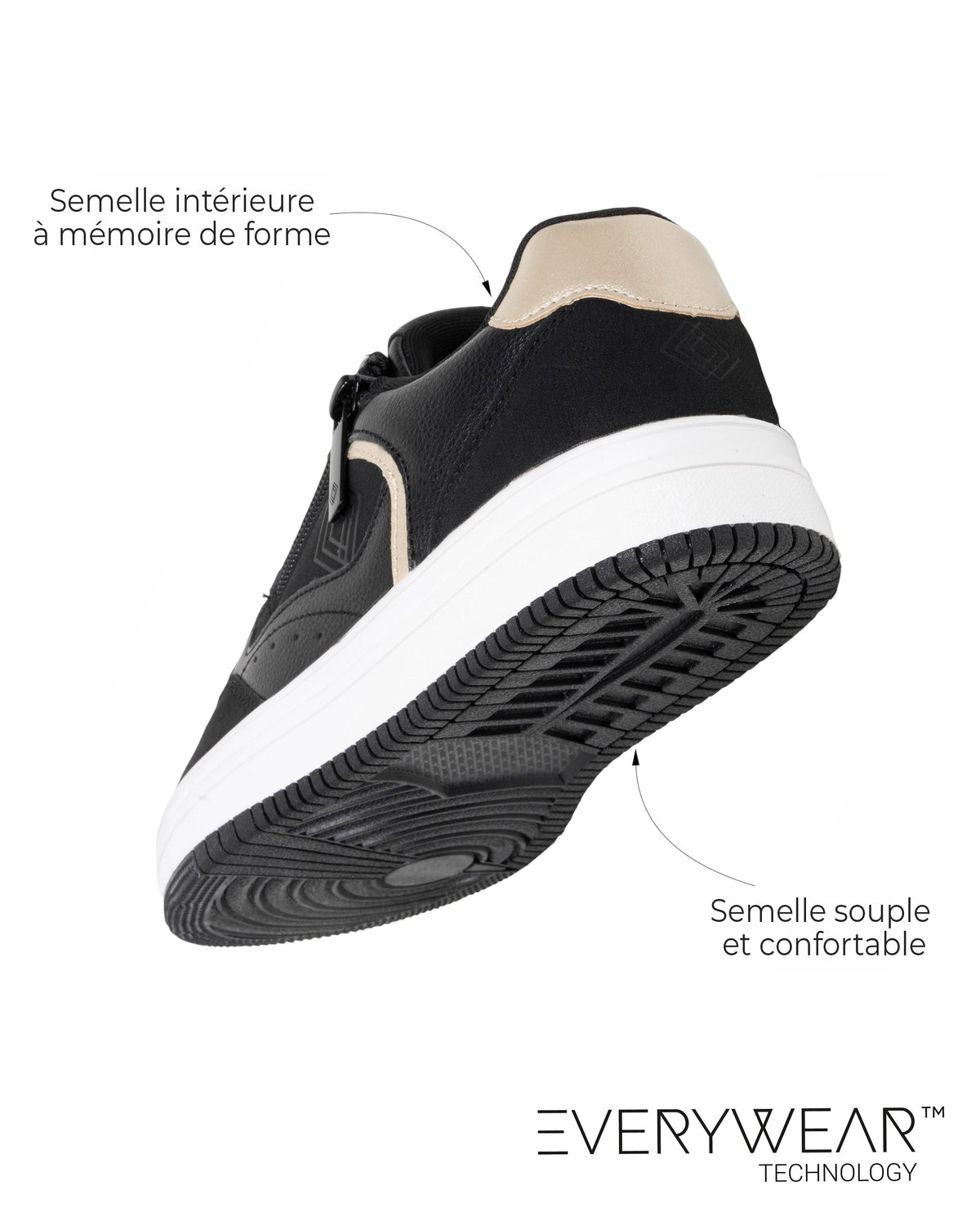 Baskets Femme détail zip Noir