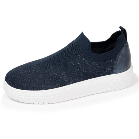 Baskets Femme slip-on talon plateforme Marine Lurex - Isotoner