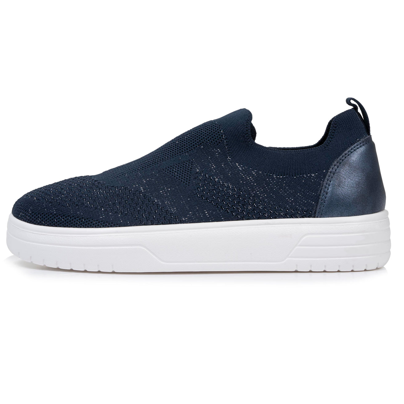 Baskets Femme slip-on talon plateforme Marine Lurex