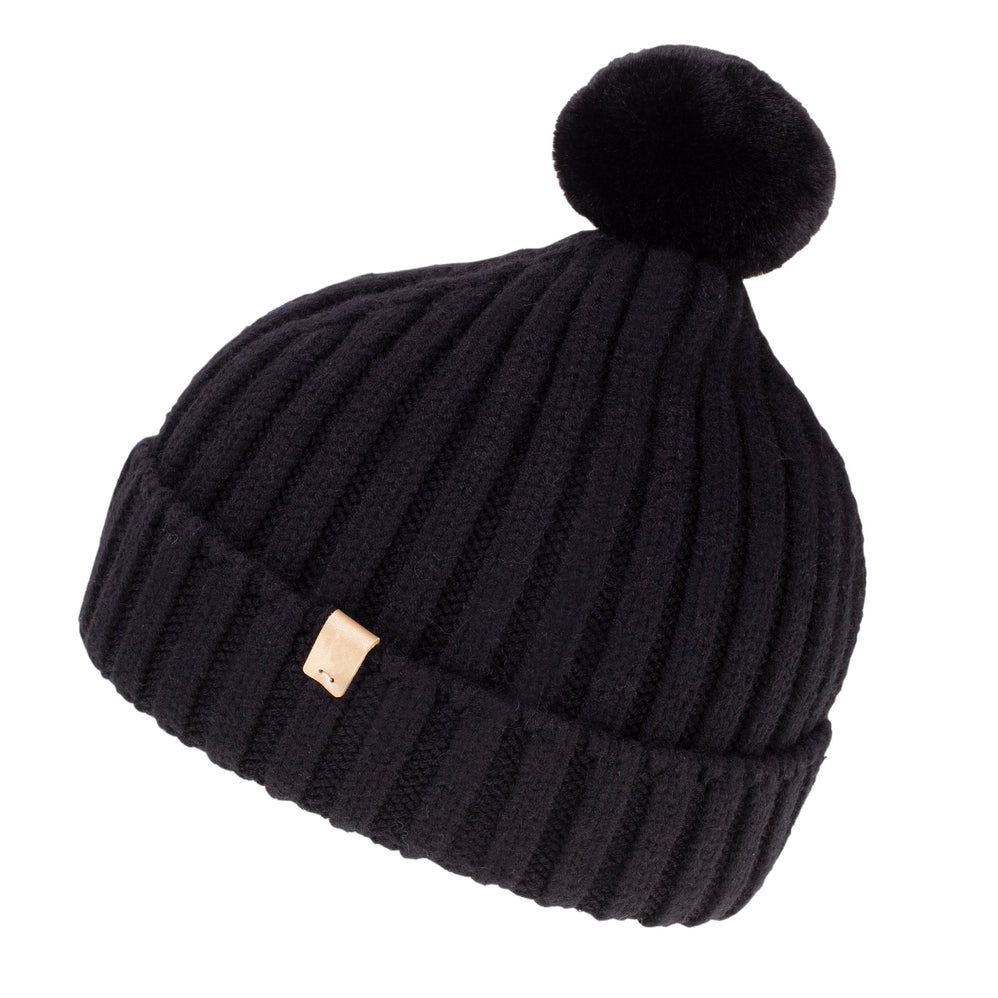 Bonnet Femme à pompon torsades Noir - Isotoner