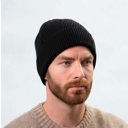Bonnet Homme maille recyclée côtelée Noir - Isotoner