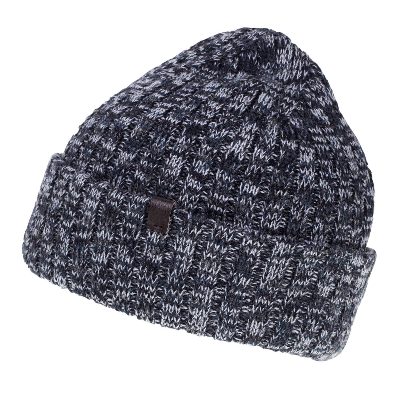 Bonnet Homme maille côtelée Marine Chiné