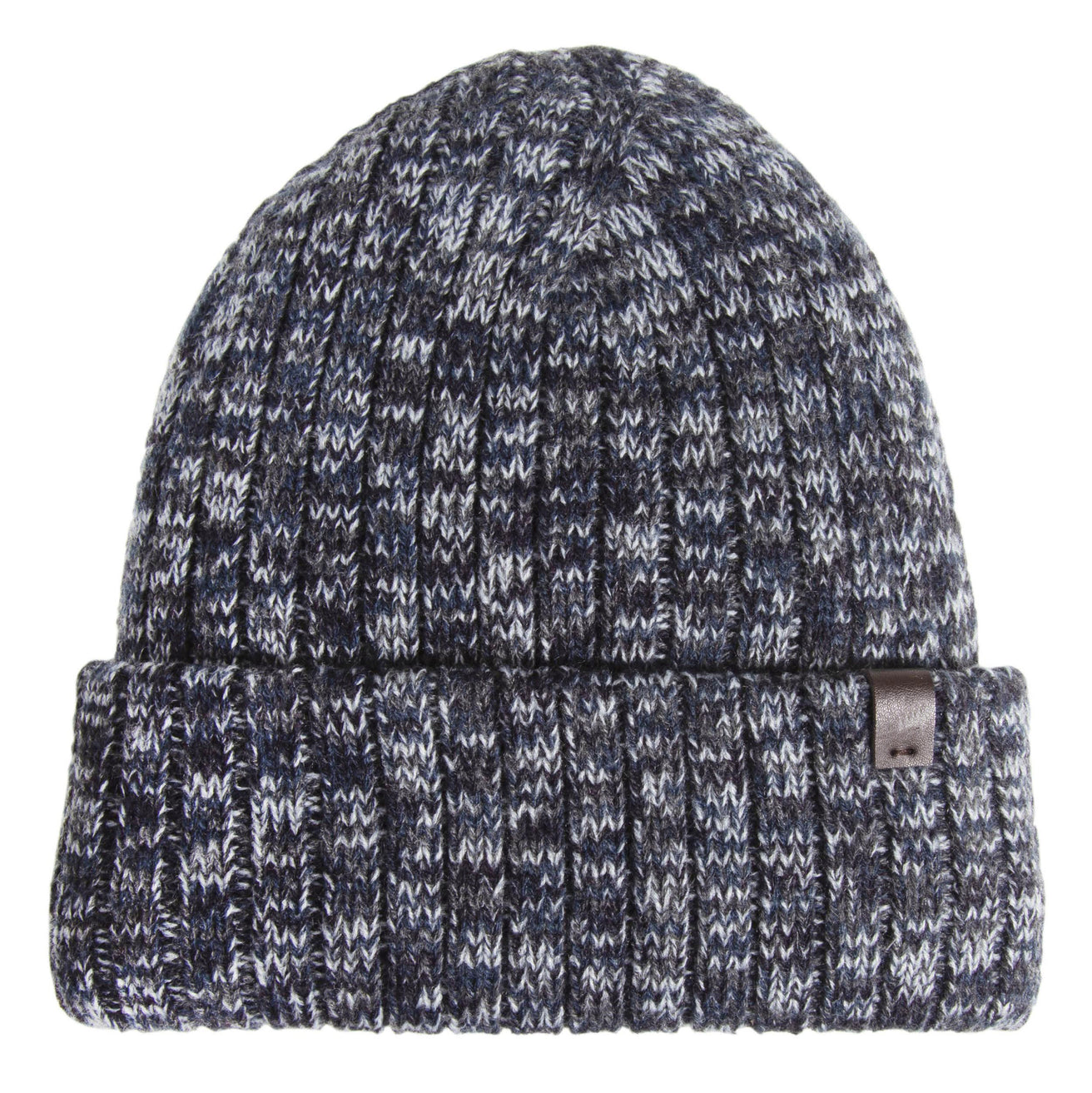Bonnet Homme maille côtelée Marine Chiné