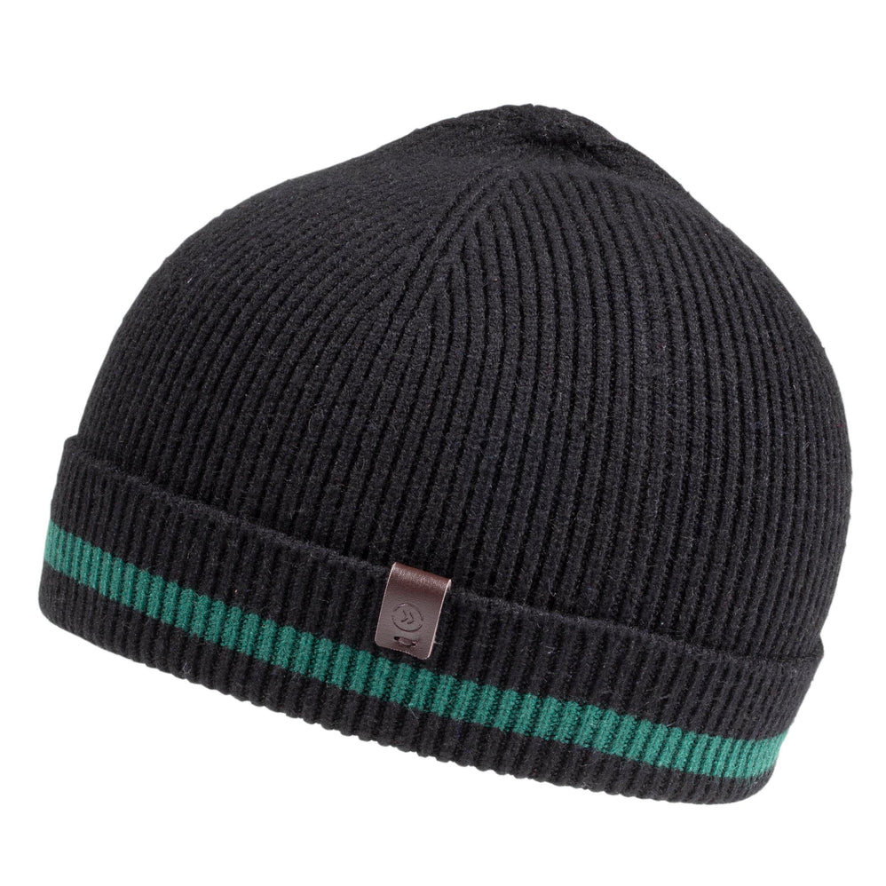 Bonnet Homme Ultra-doux Noir liseret vert - Isotoner
