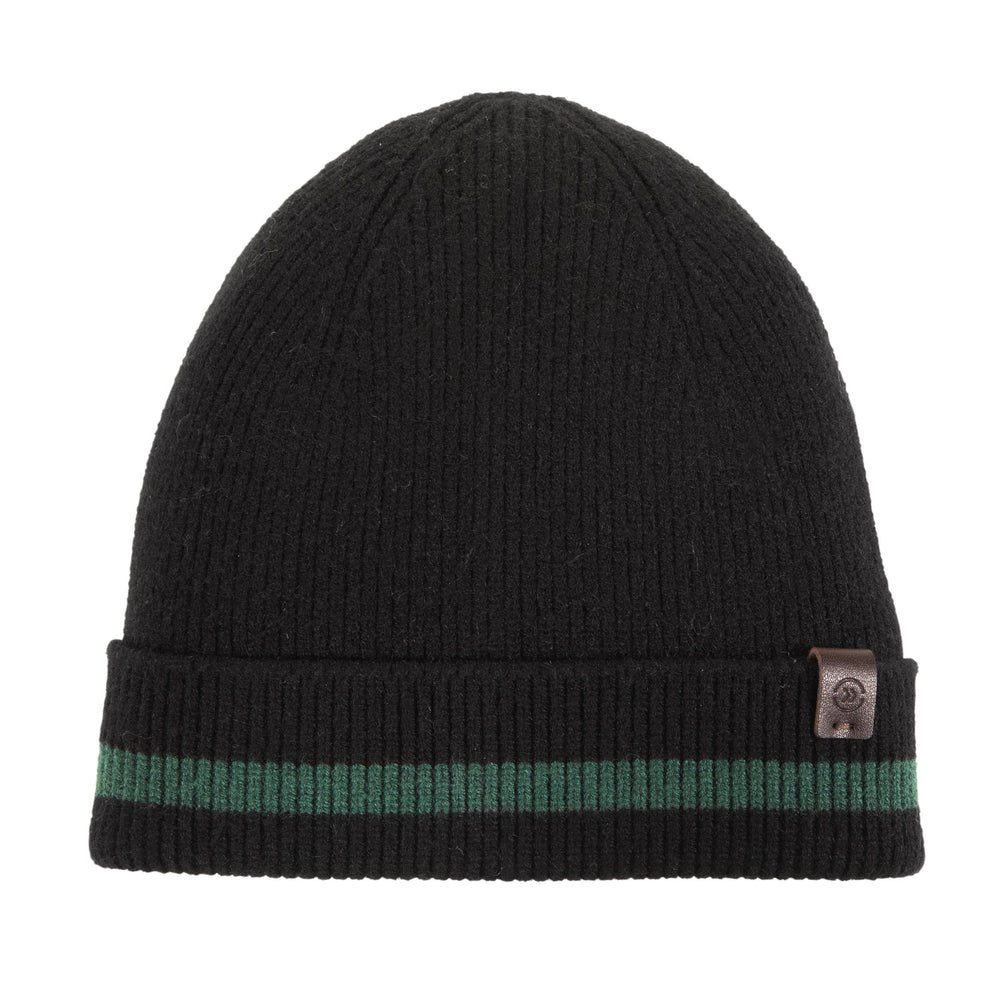 Bonnet Homme Ultra-doux Noir liseret vert - Isotoner
