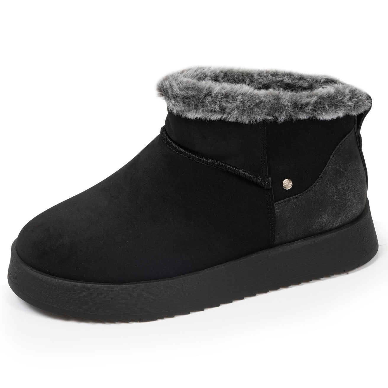 Bottines basses Femme bord imitation fourrure Noir