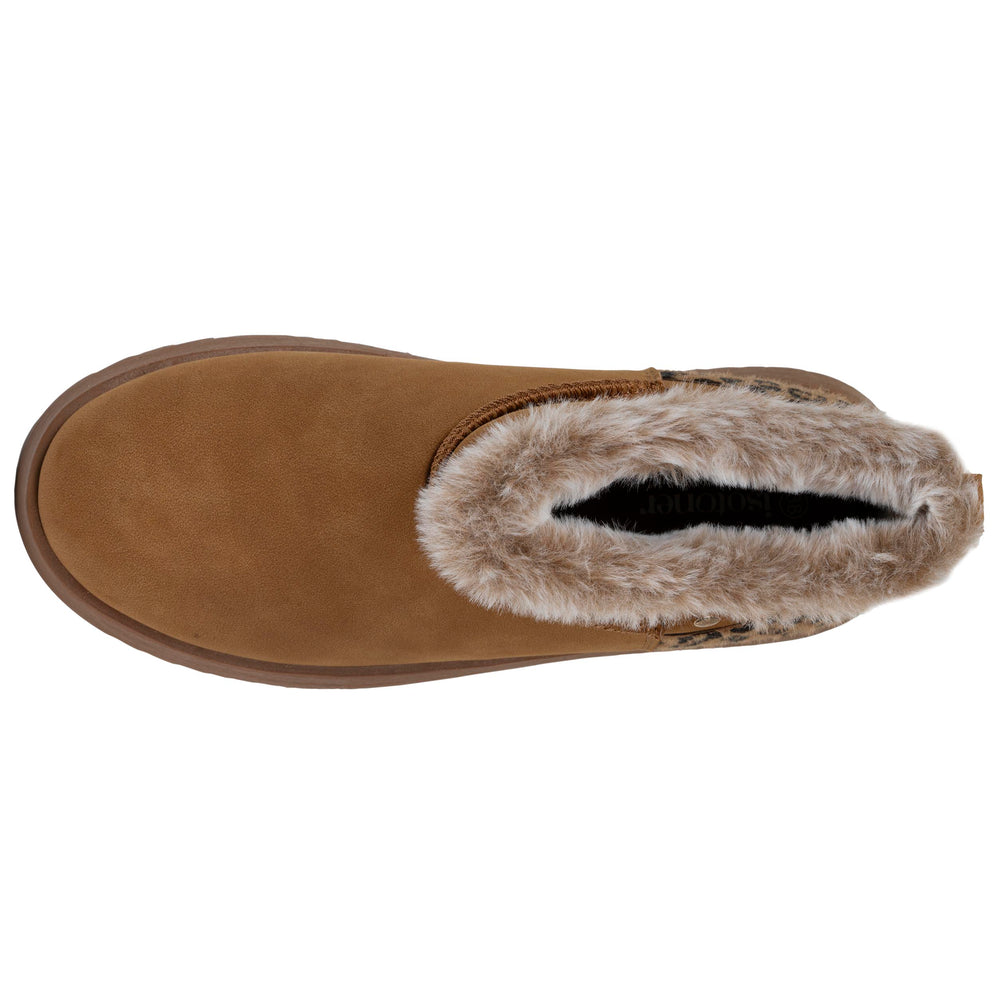 Bottines Femme imitation fourrure Camel Léopard - Isotoner