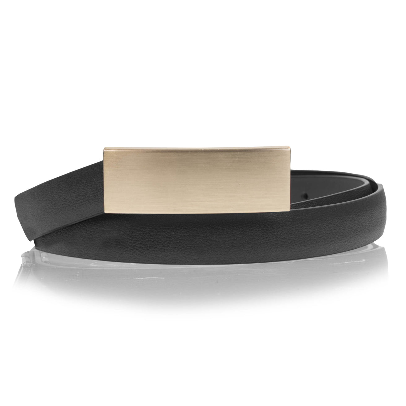 Ceinture fine Femme Noir boucle plate